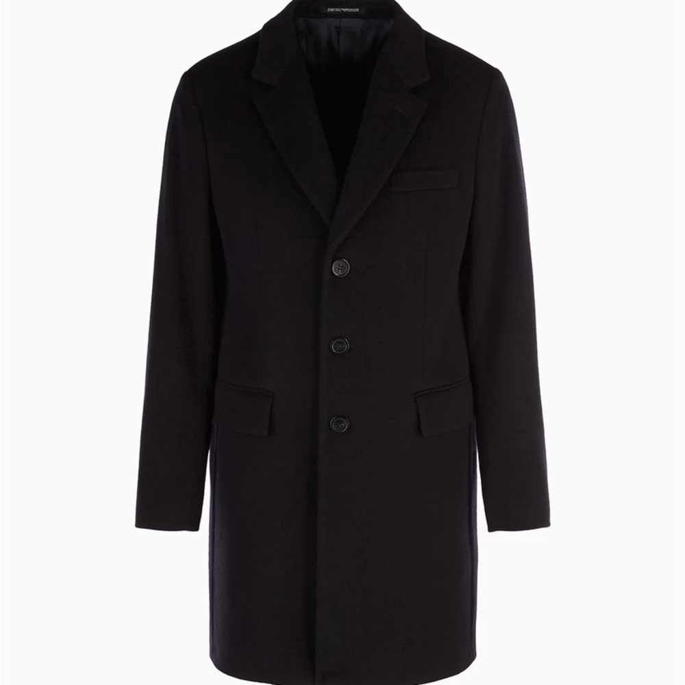 Emporio Armani Black Coat Luxurious 100% Cashmere